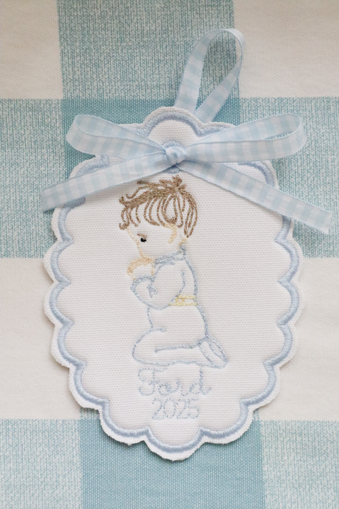 Scalloped Prayer Children Ornaments