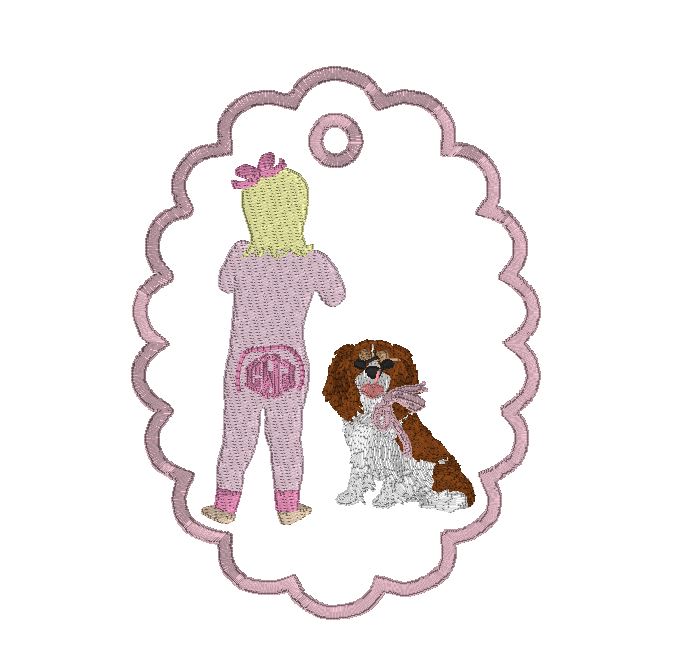 Scalloped Custom Child and Dog Ornament
