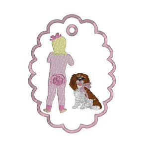 Scalloped Custom Child and Dog Ornament