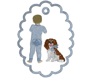 Scalloped Custom Child and Dog Ornament